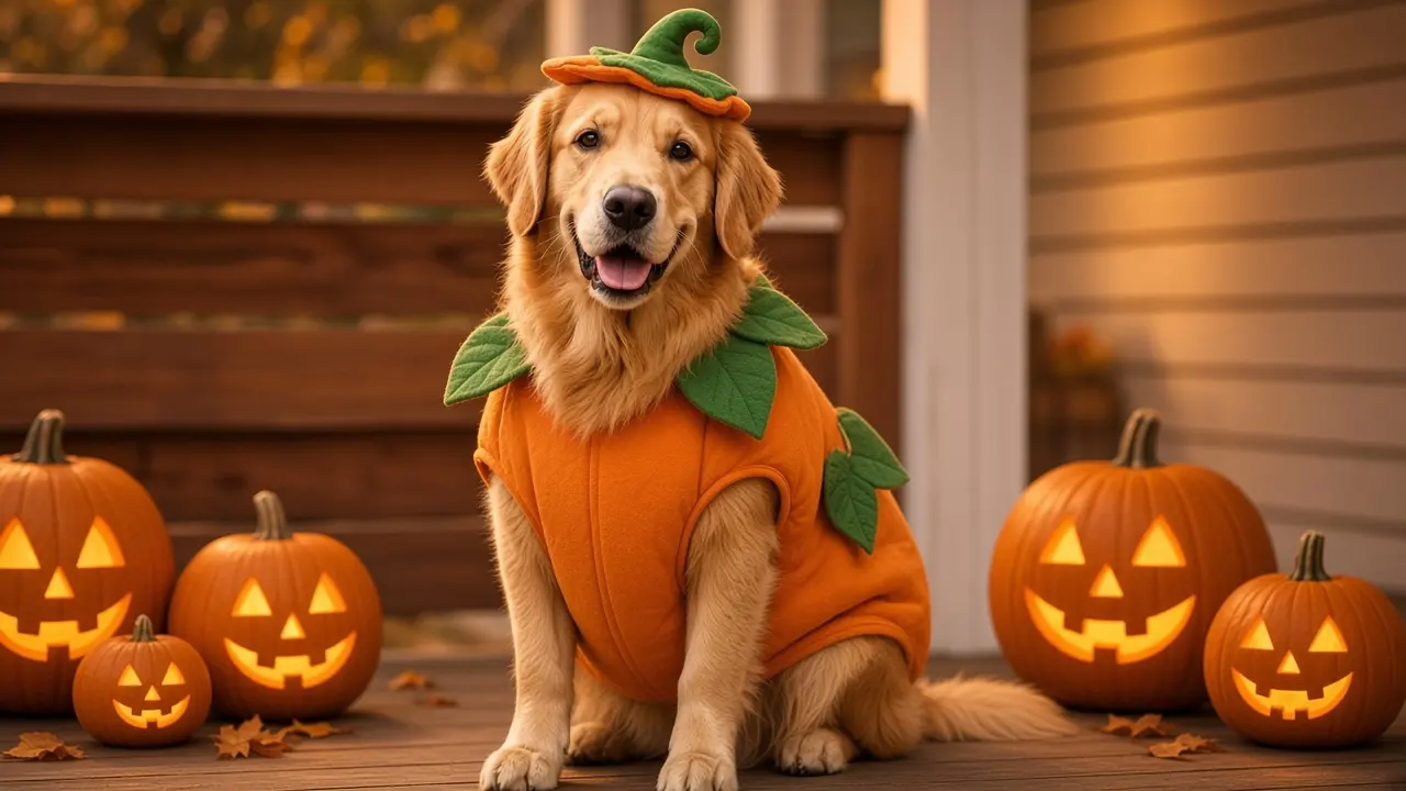 Pet Halloween costume: Pumpkin pet costume